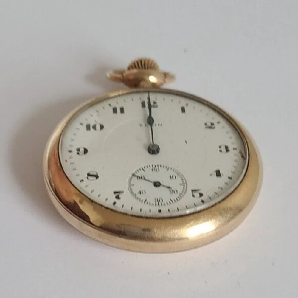 Antique Elgin 1920s Grade 387 Gold Filled Engraved Grandpa Core Pocket Watch - Picture 7 of 12